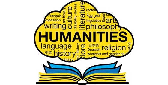 humanities word cloud graphic, other words include writing, culture literature, philosophy