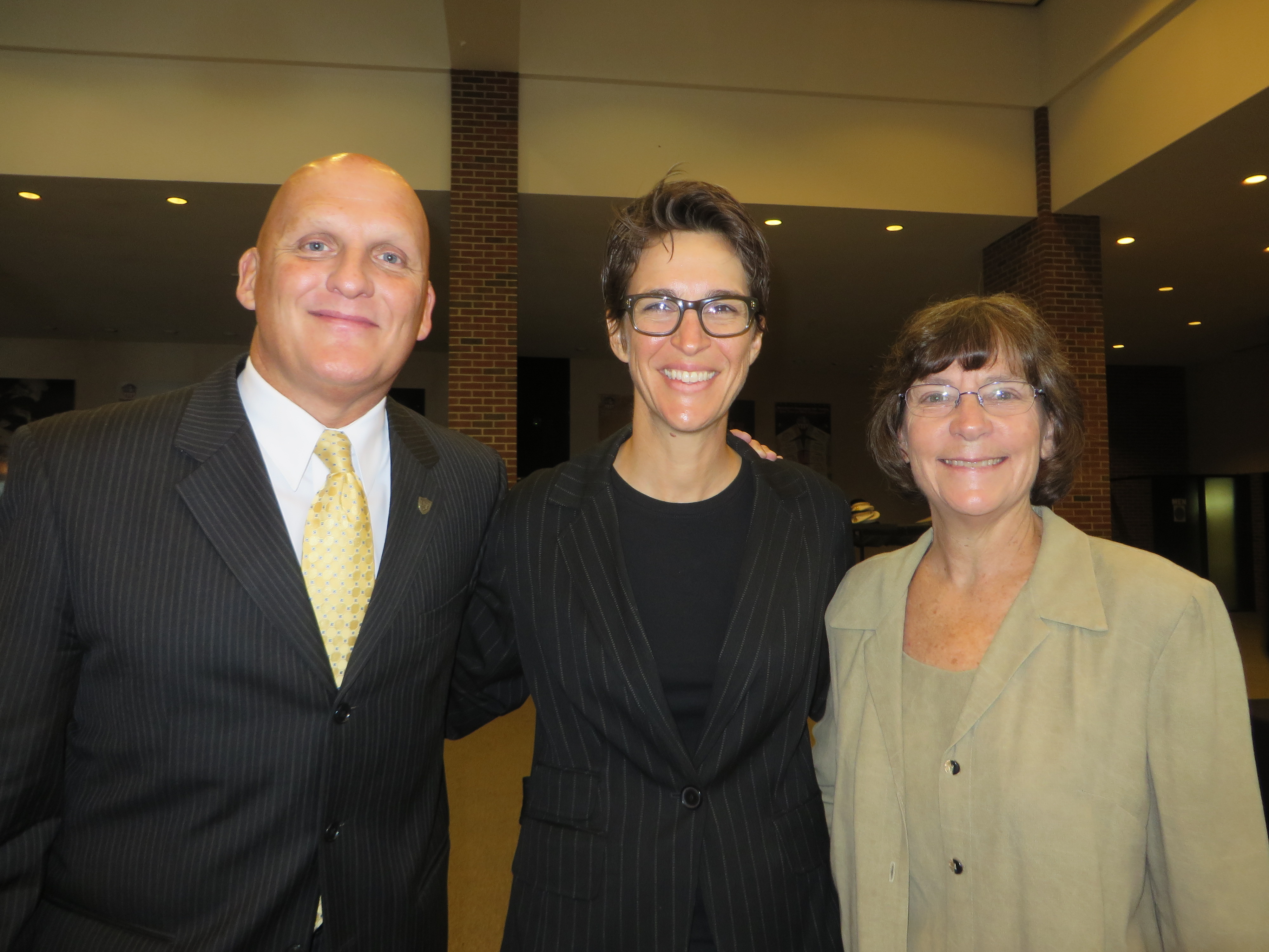 Dr. Clinton Longenecker, left, Stranahan Professor of Leadership and Organizational Excellence in the UT College of Business and Innovation, and his wife Cindy, right, pose with Rachel Maddow, center, host of the nationally broadcast “The Rachel Maddow Show” when Longenecker and Maddow were both keynote speakers at a recent conference at the United States Military Academy at West Point, New York.