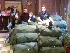 studnets with room full of medical supplies