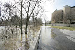Ottawa River breaching bank behind Carlson Library