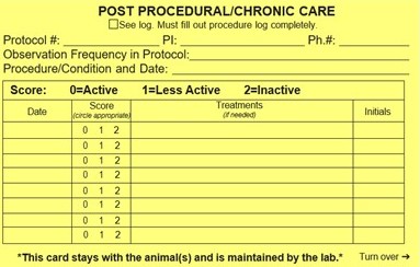Image of a DLAR Post Procedural/Chronic Care Card
