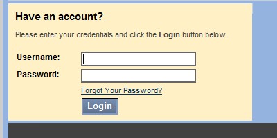 Blackboard Login Screen