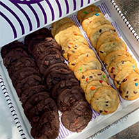 Rows of cookies lined up in a box