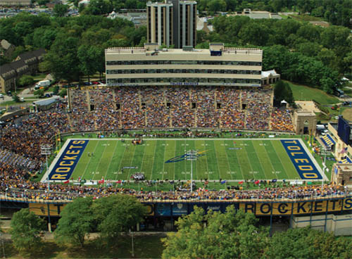 The University of Toledo Glass Bowl Stadium during a football game