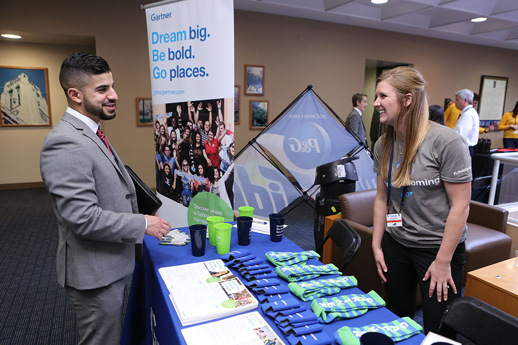 College of Business student attending a career fair