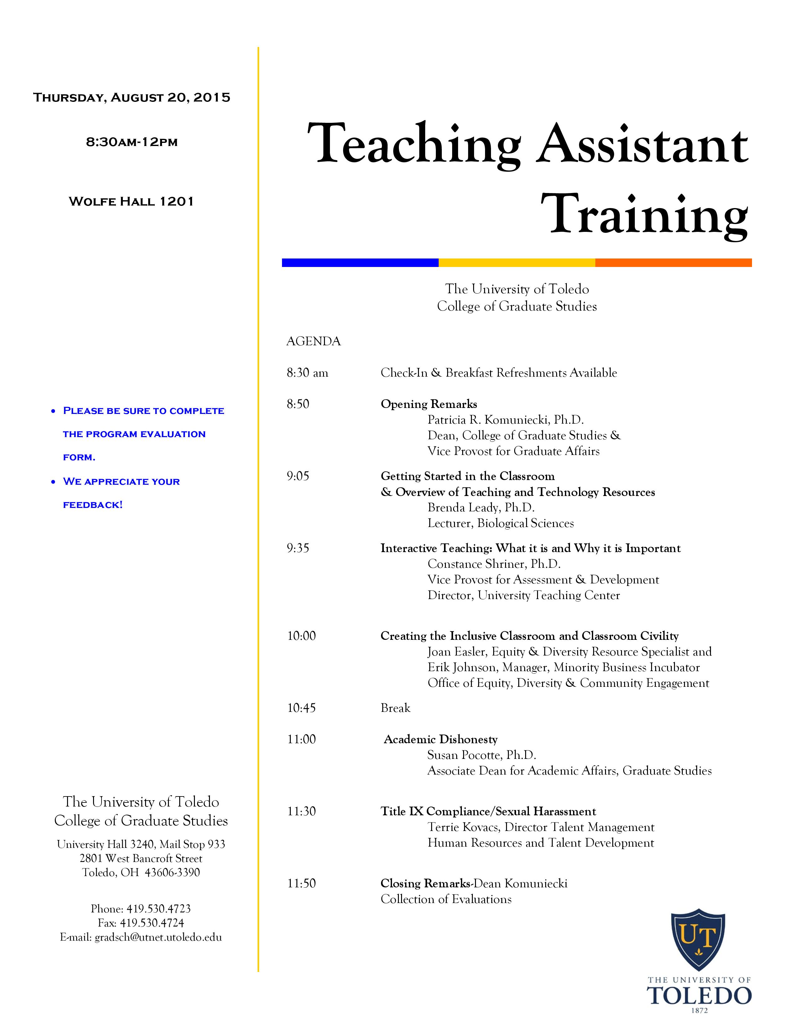 agenda for training