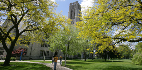 University Hall in the spring