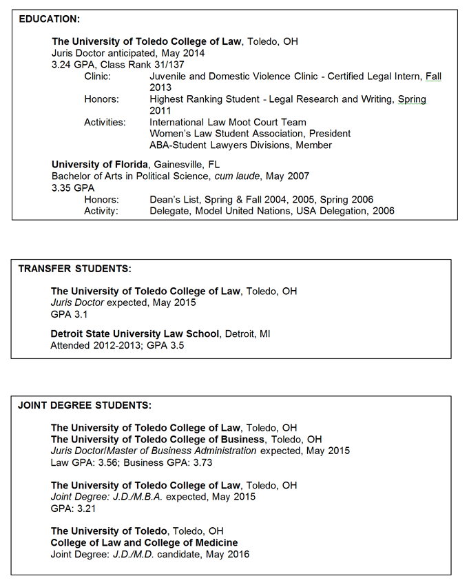 Sample resume two degrees