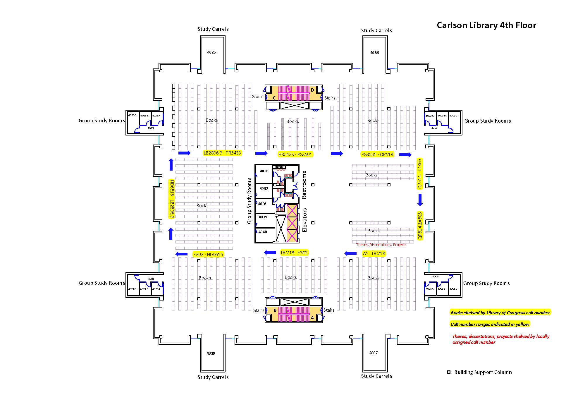 Carlson Library Fourth Floor Map