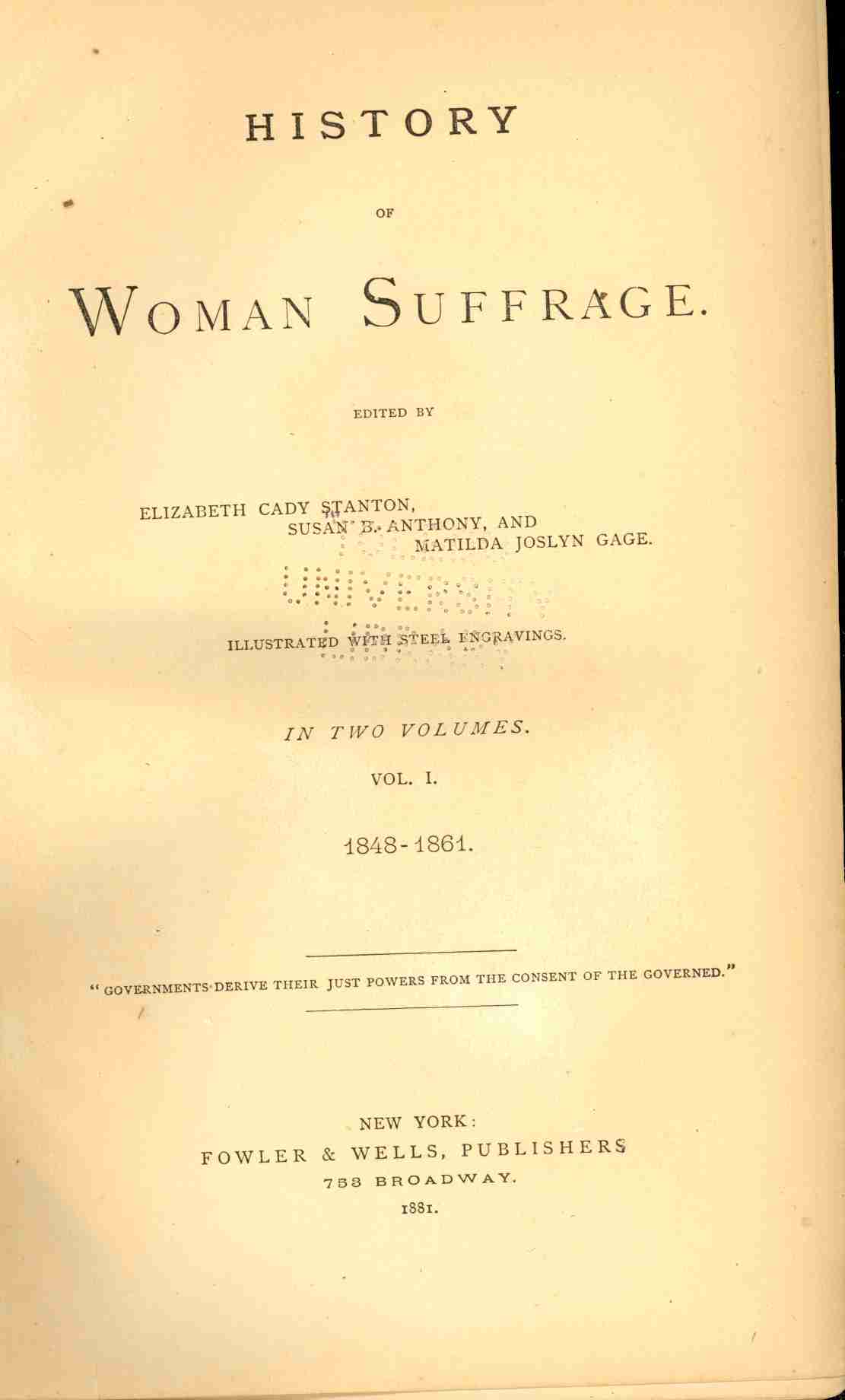 elizabeth cady stanton essays The elizabeth cady stanton–susan b anthony reader (1992), edited by ellen carol dubois, collects essays and letters on a variety of topics additional documents are available in the selected papers of elizabeth cady stanton and susan b anthony (1997– ), edited by ann d gordon. elizabeth cady stanton essays The elizabeth cady stanton–susan b anthony reader (1992), edited by ellen carol dubois, collects essays and letters on a variety of topics additional documents are available in the selected papers of elizabeth cady stanton and susan b anthony (1997– ), edited by ann d gordon.