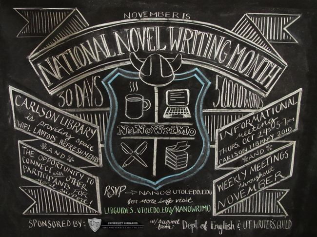 NaNoWriMo Chalkboard Illustration