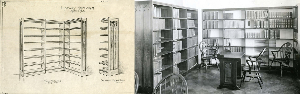 Library Shelving, wall shelving (Gothic Style)