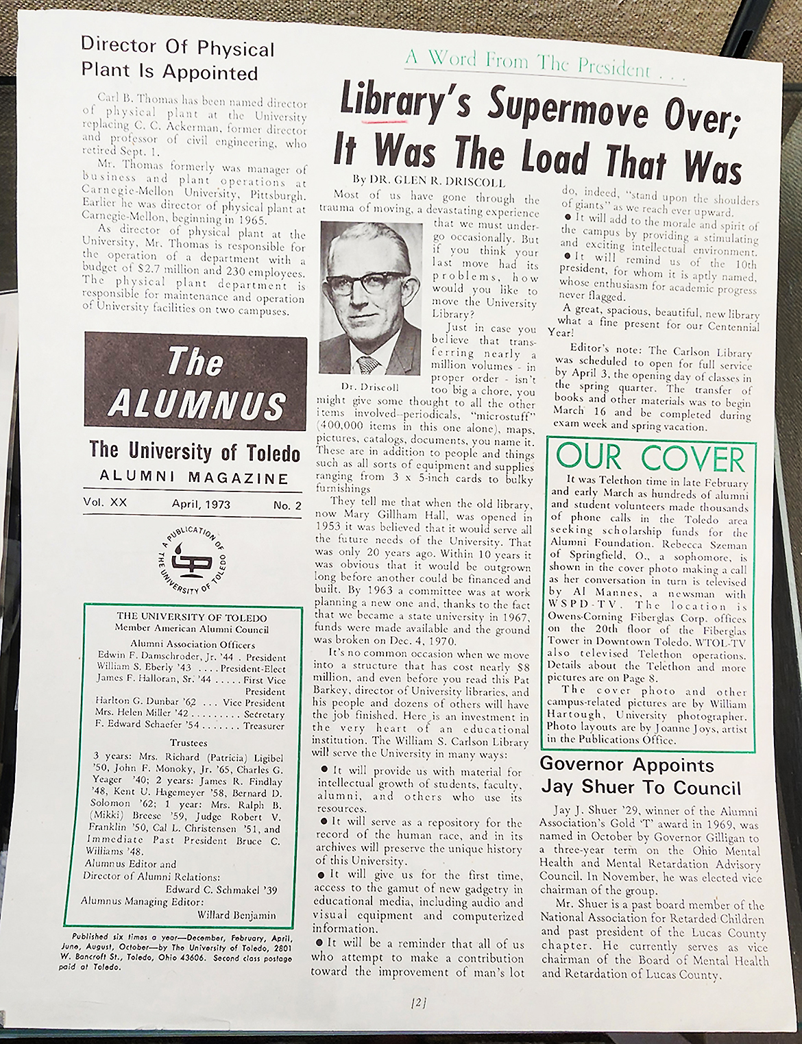 Library's Supermove Over;It Was the Load That Was, Alumuns article: April 1973