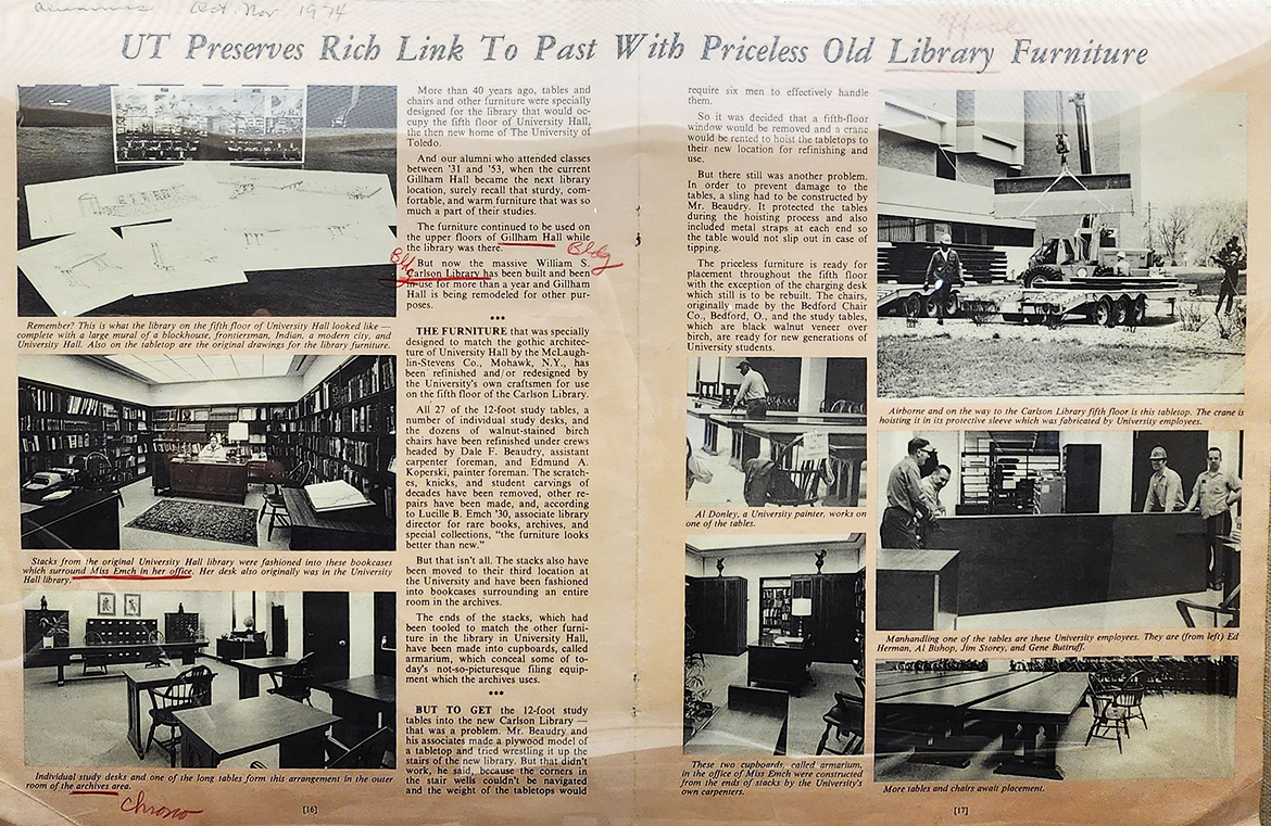 UT Preserves Rich Link to Past with Priceless Old Library Furniture, Alumnus article, Oct/Nov 1974