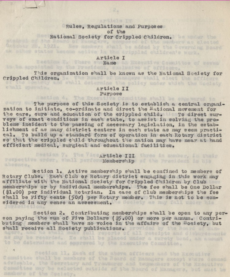 Constitution of the National Society for Crippled Children