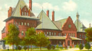 Postcard showing the Men's hospital ("M" Building)