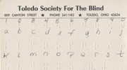 Braille letter and number card