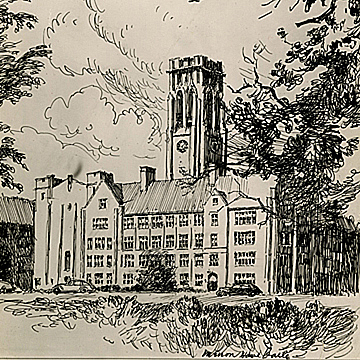 Artist's sketch of University Hall