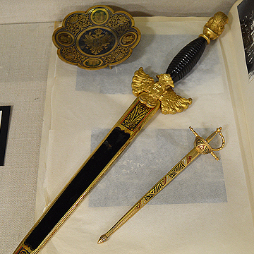 Dagger, Miniature Sword, and Plate from Toledo, Spain