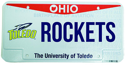 The University of Toledo Rockets license plate