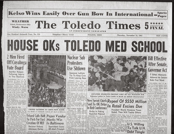 The Toledo Times in 1964 announces Ohio General Assembly approves college