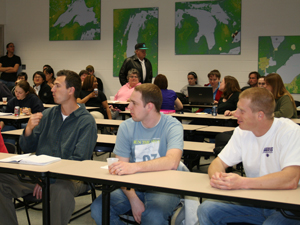 students at public lecture