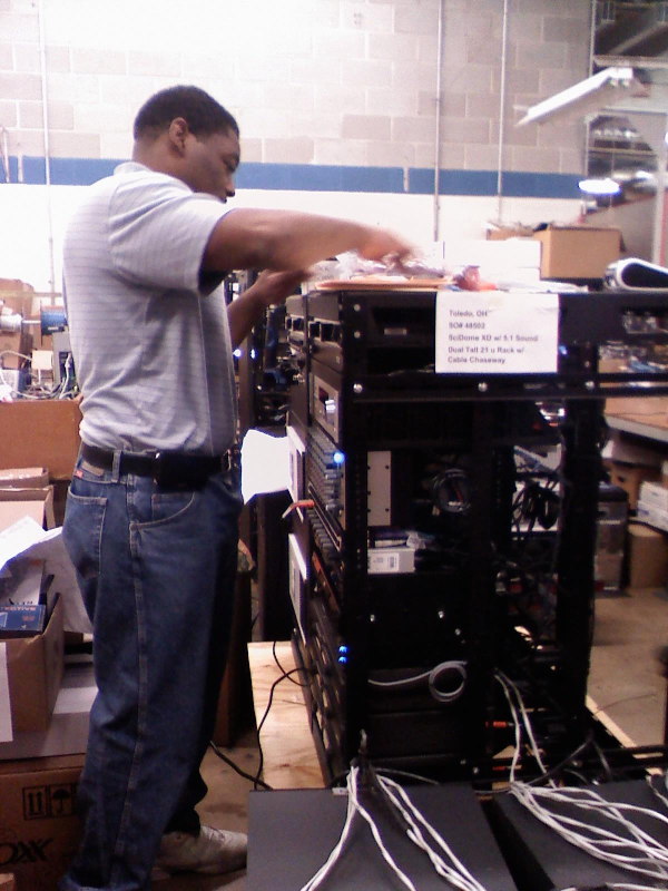 A Spitz technician works on our system.