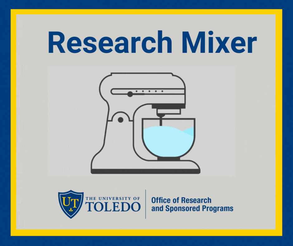 Research Mixer Office of Research and Sponsored Programs with standing mixer moving batter