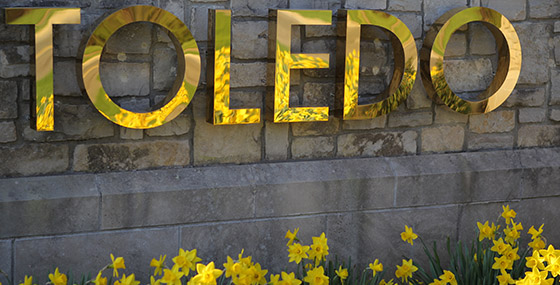 University of Toledo sign at campus entrance
