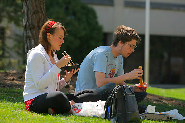 students eating