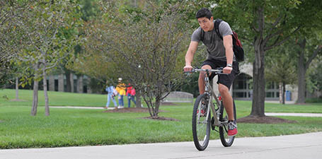 summer classes at UT - bicycling on campus