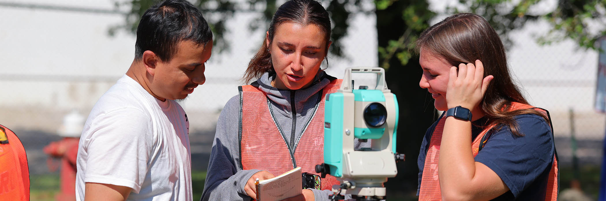 students reviewing surveying steps