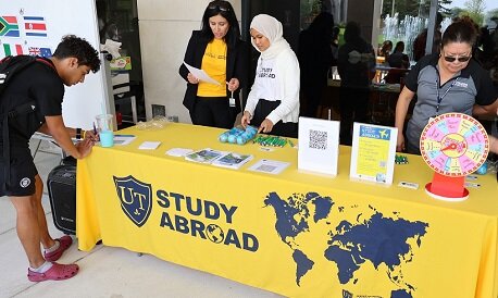 Three students studying abroad