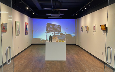 Carlson Library Art Showcase wide shot of the exhibit