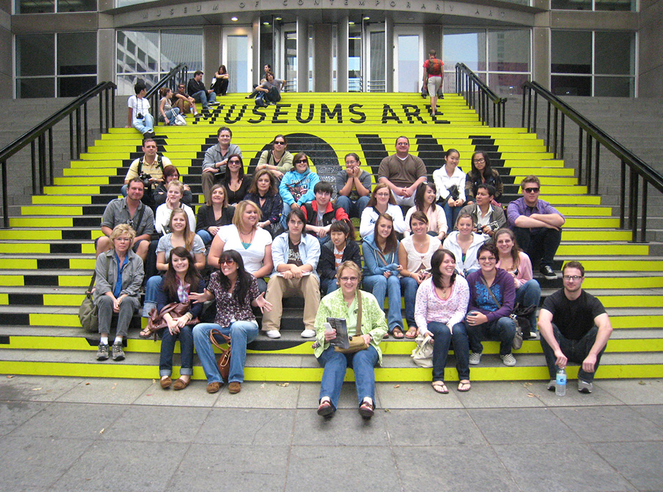 Students on the steps at Chicago MCA