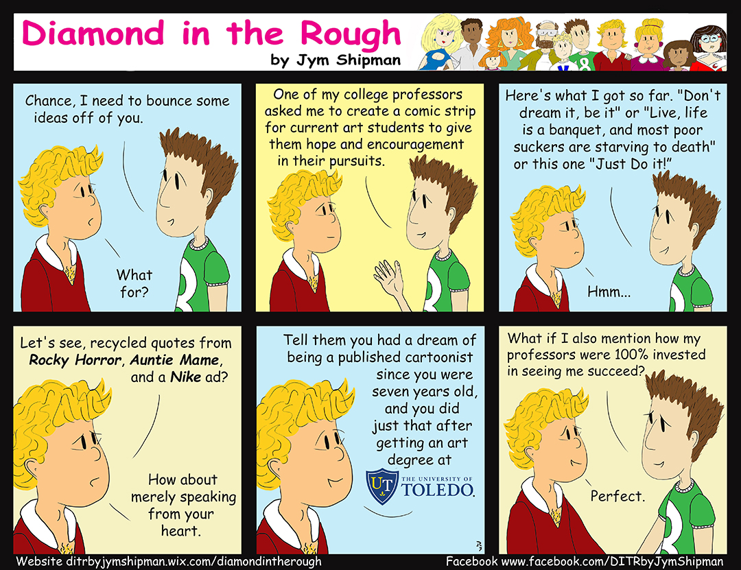 Jym Shipman's Diamond in the Rough cartoon written for the Department of Art students.
