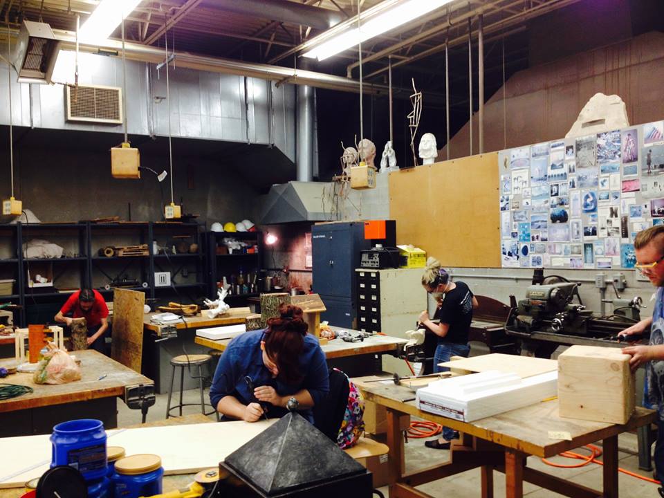 Students in woodworking area of CSS