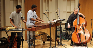 Percussion students playing with Zen Arts Ensemble