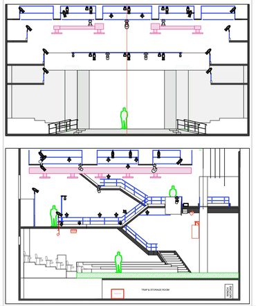 Section and Elevation of The Center Theatre