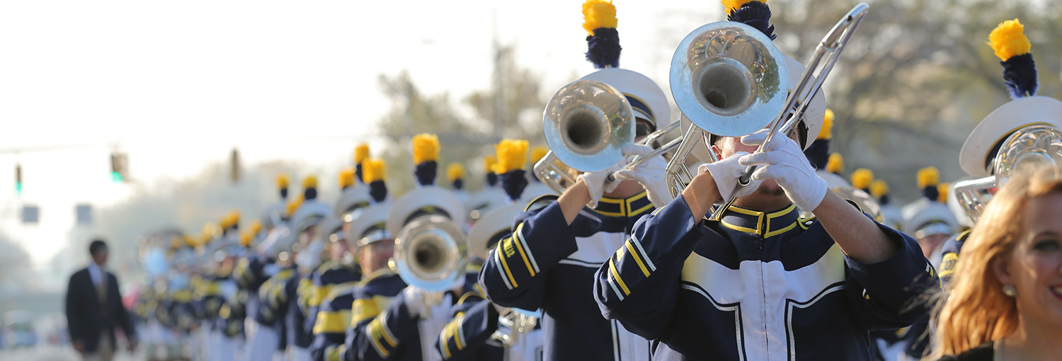 trombones marching on parade