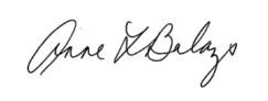 signature of dean anne balazs