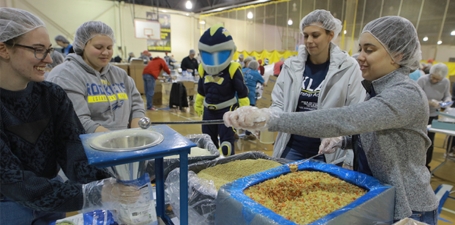 Members of the Klar Leadership Academy pictured at the organization's annual Feed My Starving Children event.