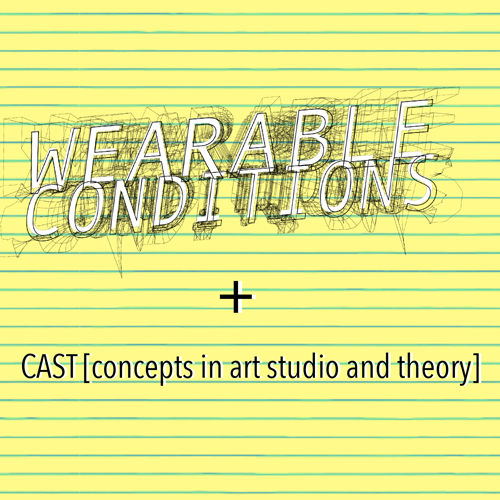 Yellow legal pad as background with text Wearble Conditions + CAST [concepts in art studio and theory]