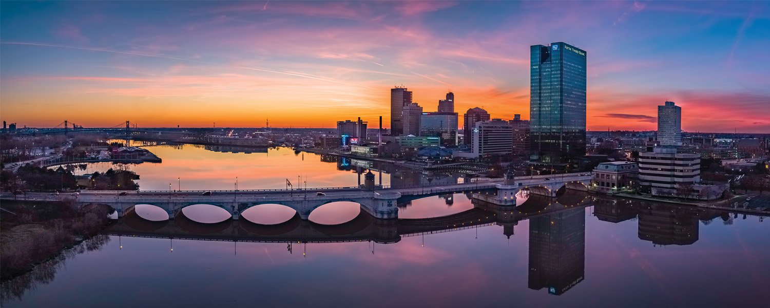 Downtown Toledo at sunset