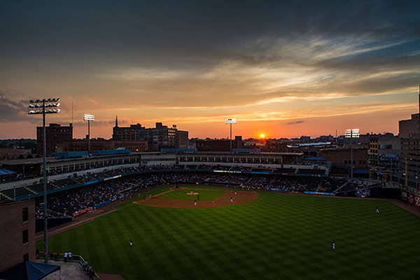 Toledo Mud Hens stadium at dusk