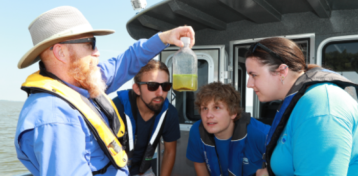 Students in the field learning 