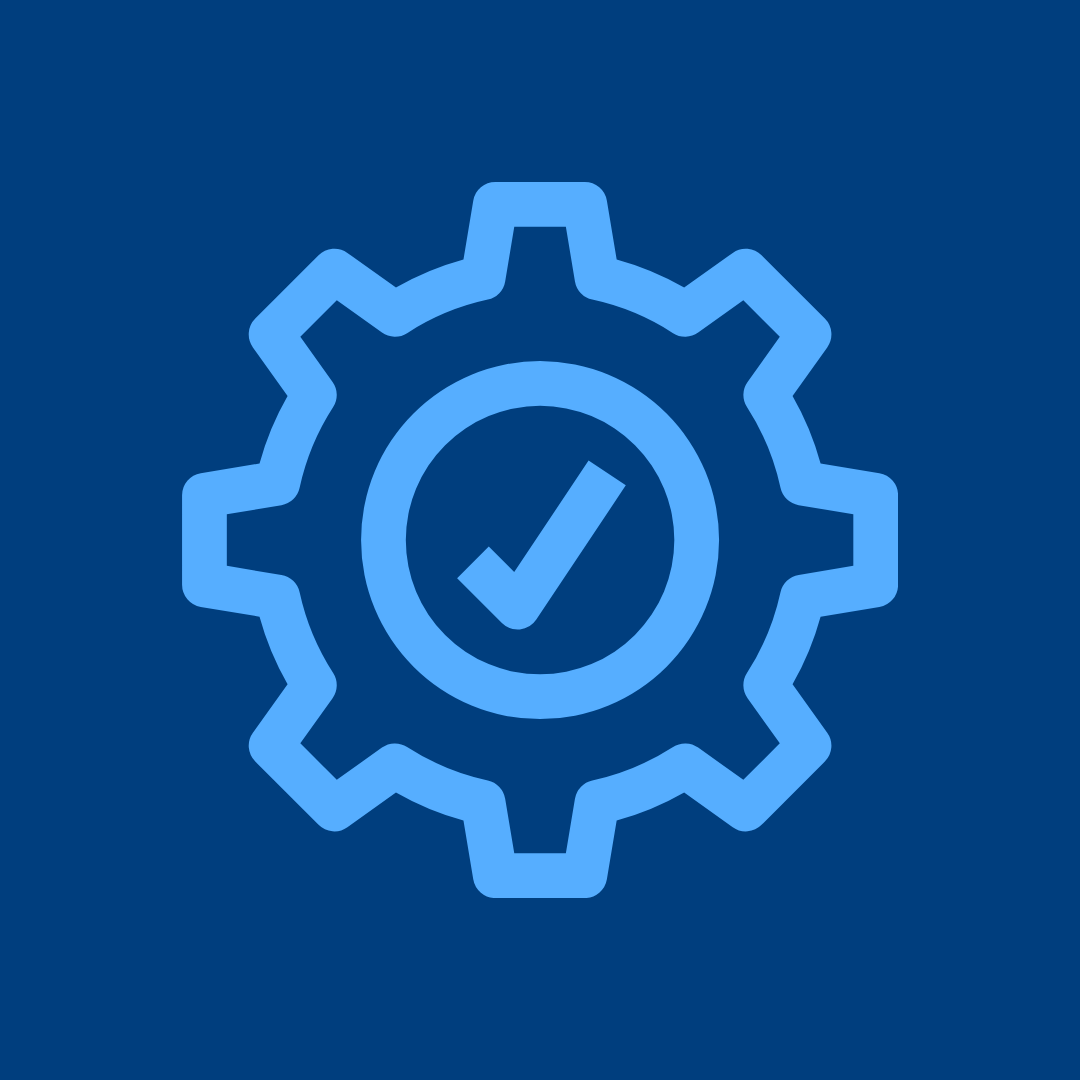 gear with check mark icon