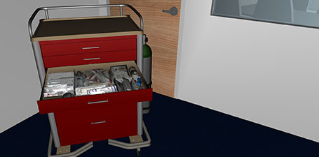 Virtual Code Cart Drawer from a code cart simulation