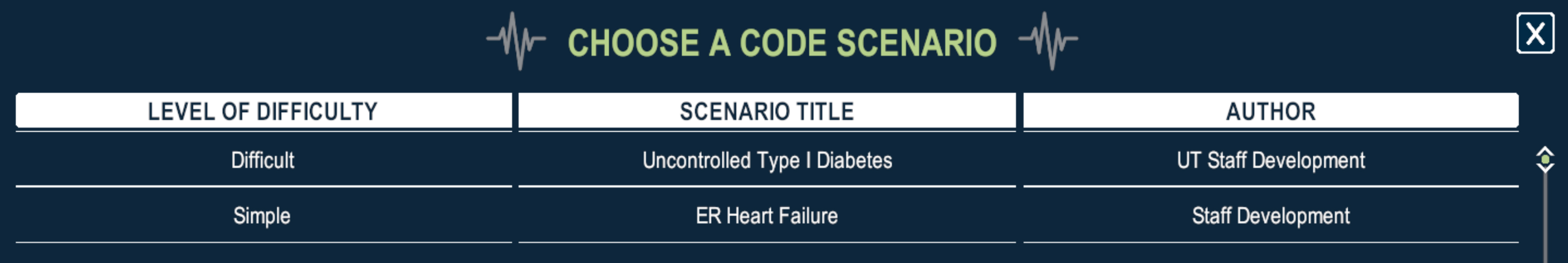 Choose A Scenario List