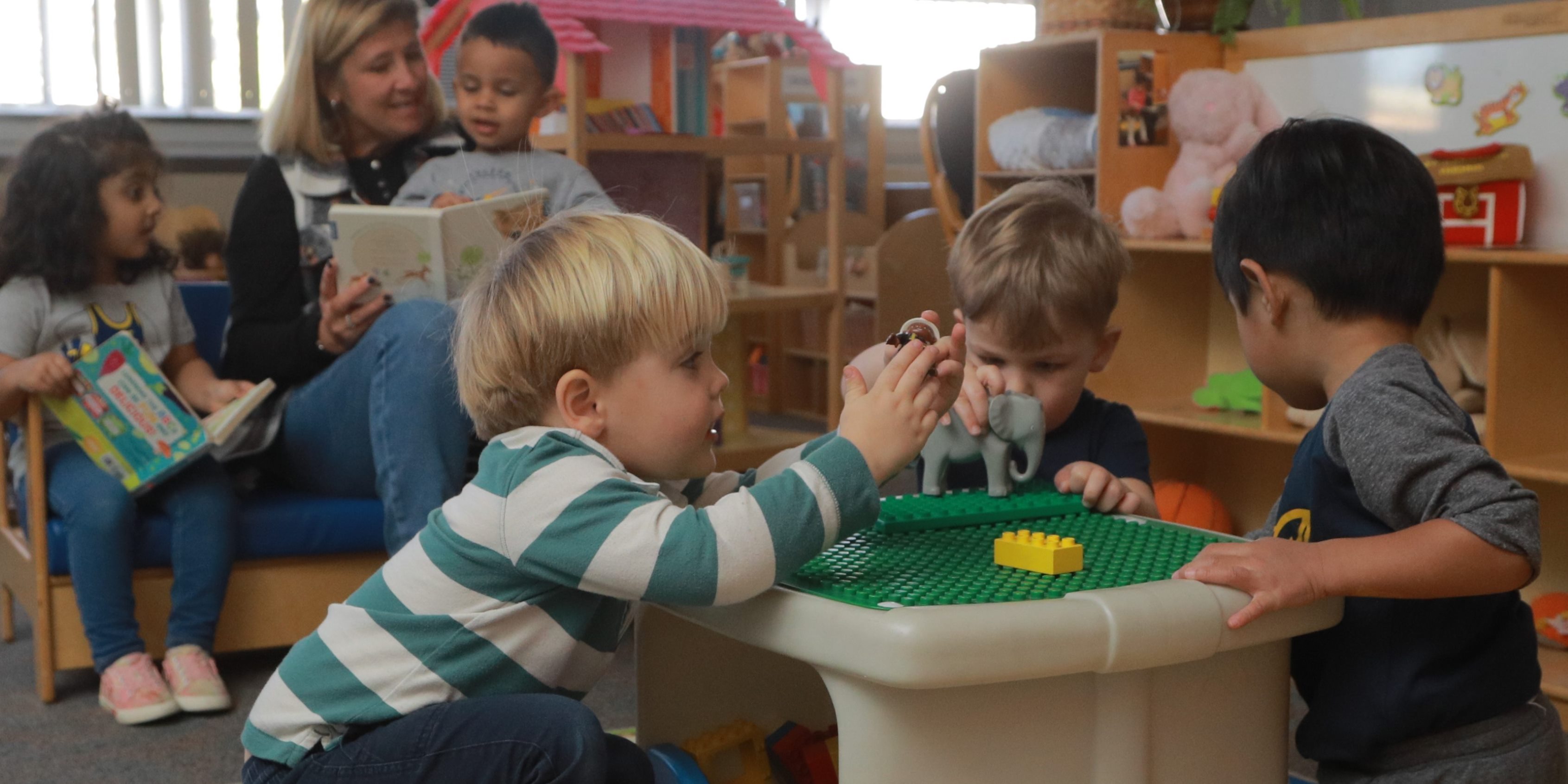 children playing with legos